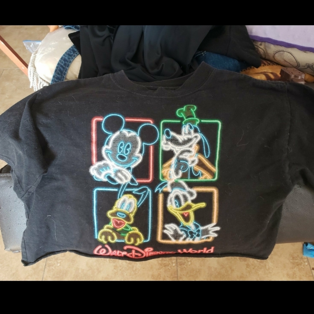 Disney world puff paint neon crop top size small